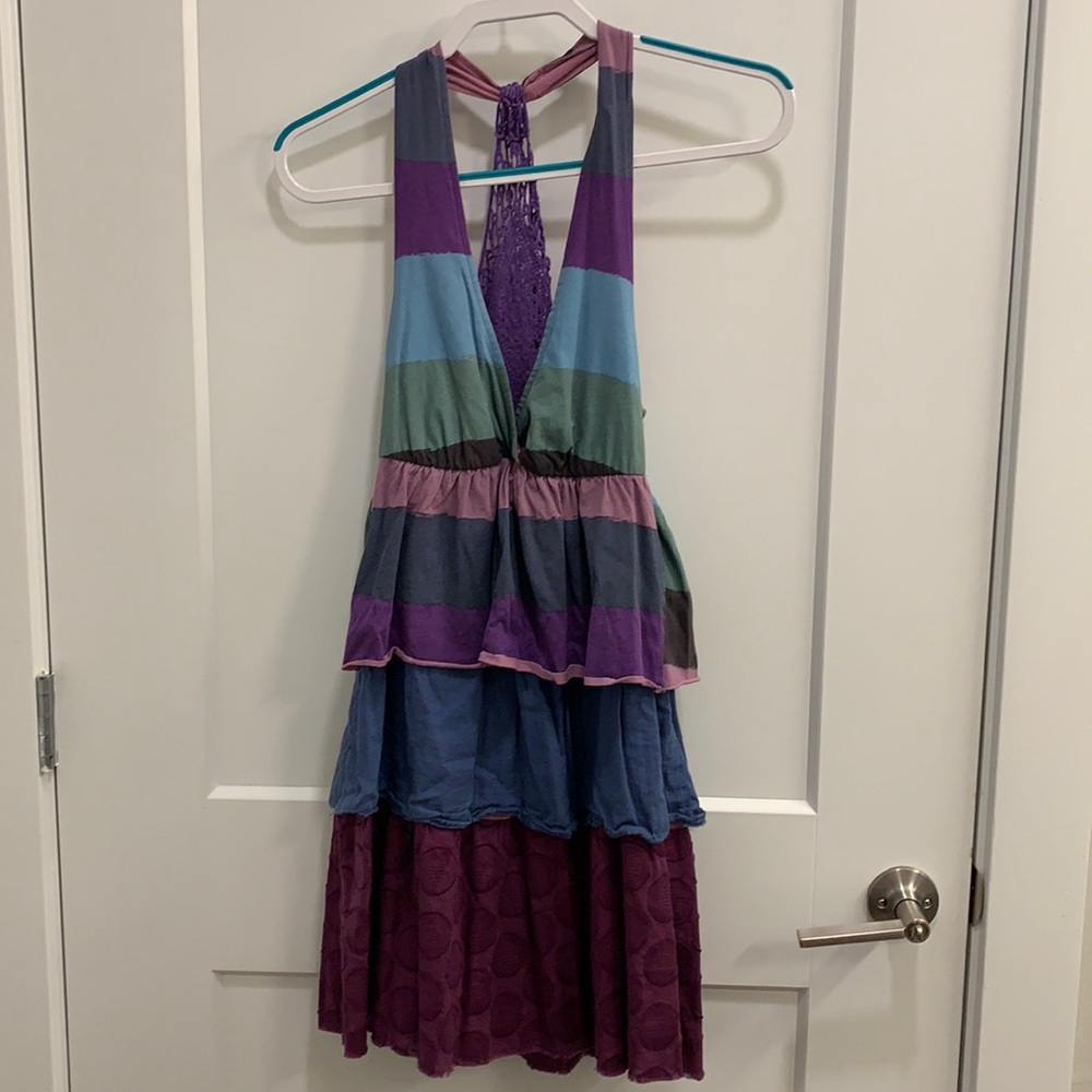 Free People Small Purple & Blue Halter Dress
